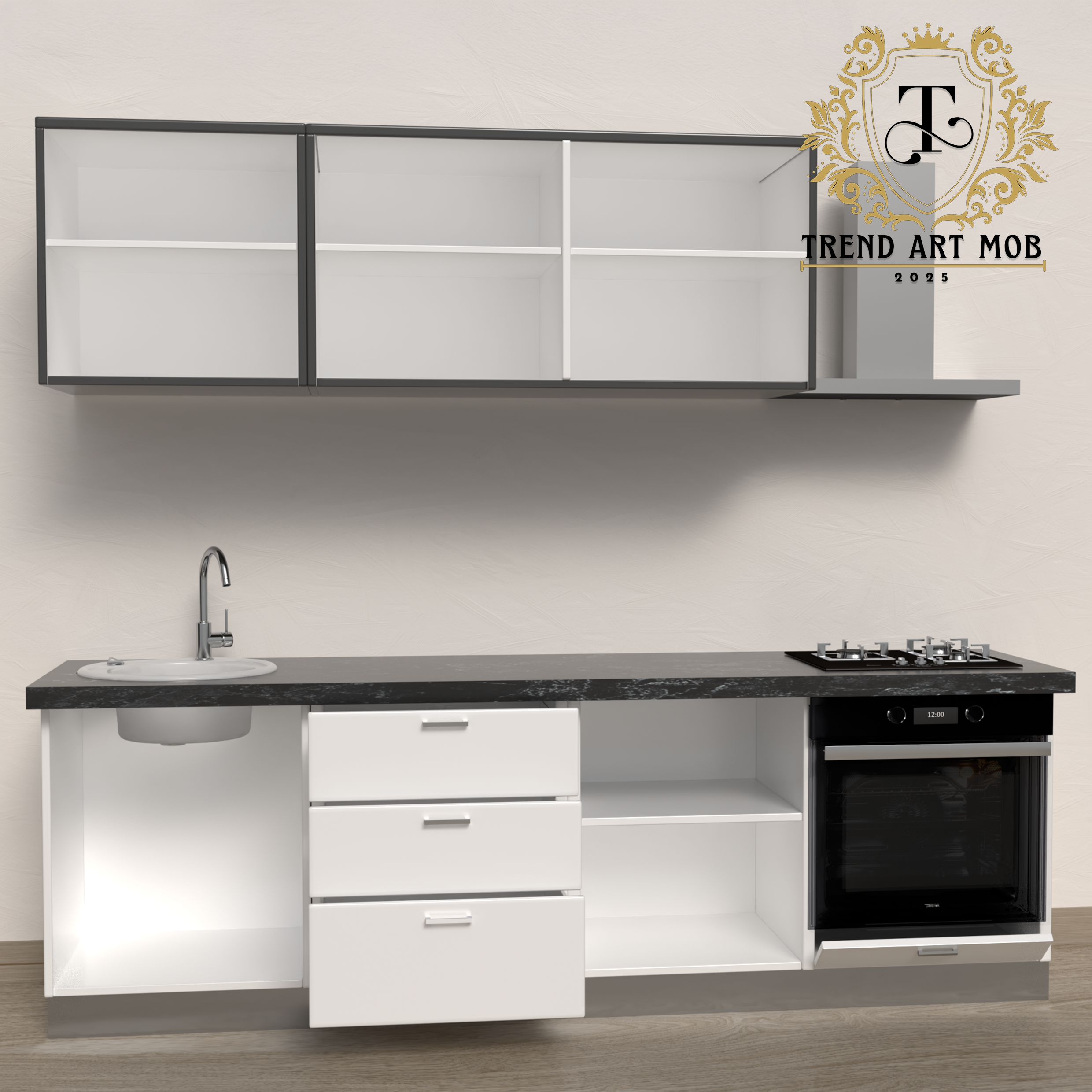 2. Bucatarie alb-antracit deschisa